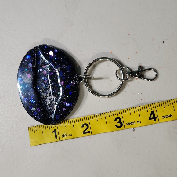 5/$25🌴Handmade Epoxy Resin Black Purple Glitter Vampire Kiss Keychain - Picture 3 of 3